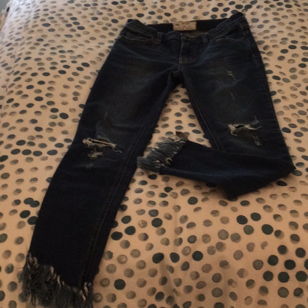 Free People fringed bottom jeans